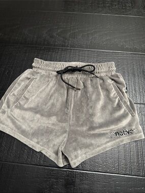 Native Women's Gray Velour Drawstring Athletic Shorts